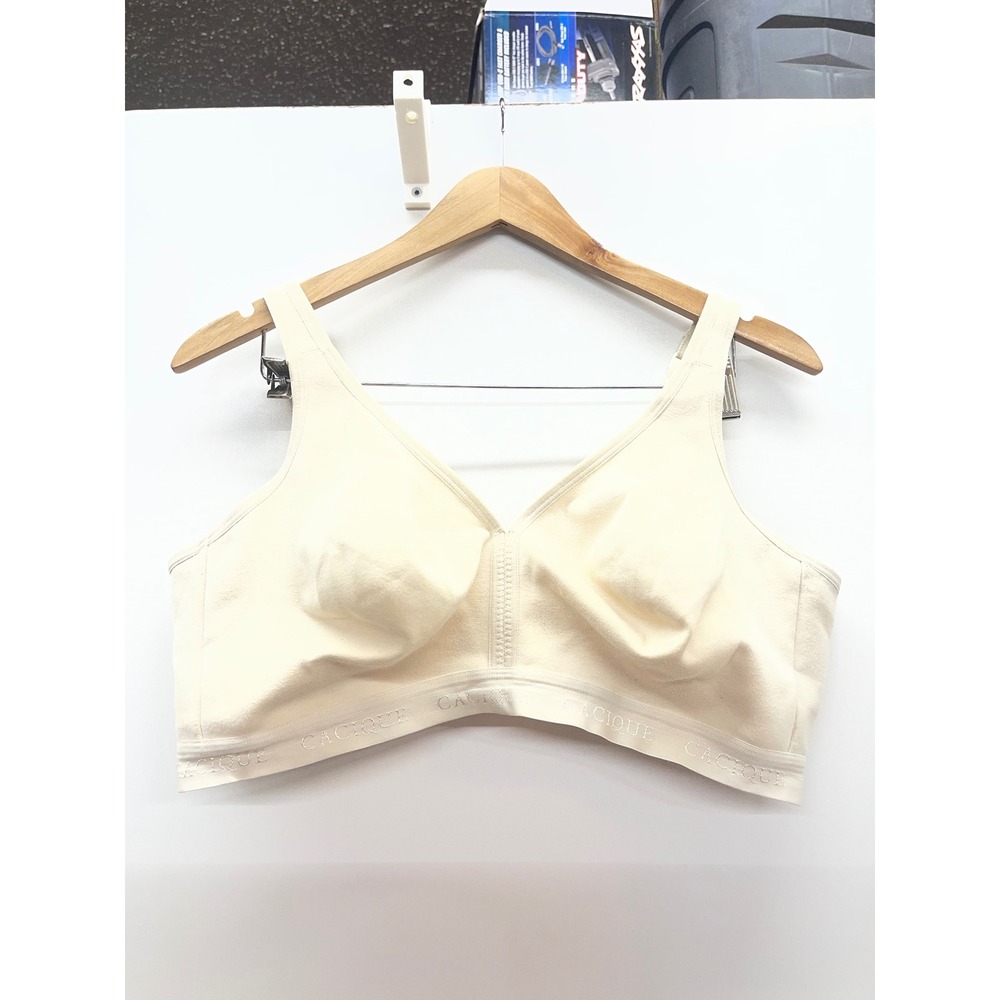Cacique Women Beige Wireless Cotton Blend Full Coverage Bra 44DD